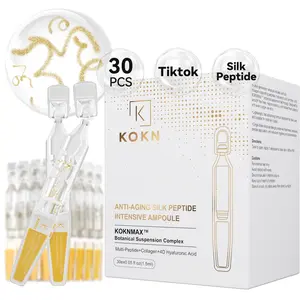KOKN Silk Peptide Intensive Lifting Ampoule - Anti-Aging Hydrating Serum with KOKNMAX Complex, Multi Peptide, Collagen, 4D Hyaluronic Acid for Wrinkles, Fine Lines & Radiance, Skin Repair, 0.05 fl.oz Single-Use Sealed Vials (30 Count)
