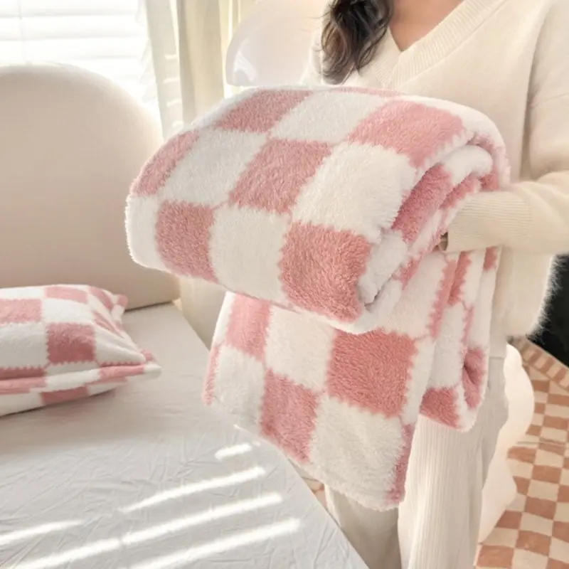 Plaid Flannel Blanket Checkered Blanket, Home Textile Blanket for Bed Office Bedroom Living Room Sofa Couch Nap Use, Warm Comfortable Multi-Color Design for Cozy Sleep Experience, Versatile, Multi Purpose Blanket