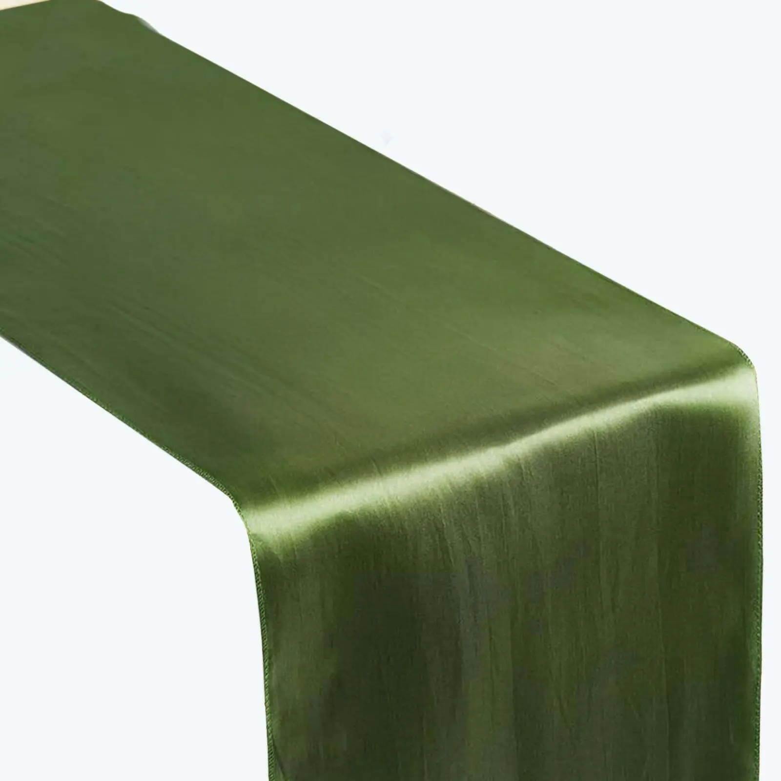 Solid Olive Green Satin Table Runner, 12"x108" - Stylish Household Kitchen Linen Textile for Wedding Events, Restaurant Decor