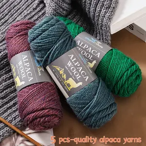5 pack 245-ply alpaca yarn, multicolor, for men's and women's fashion projects in fall and winter; DIY knitting kit for making warm sweaters, cardigans, coats, scarves, hats, gloves, leggings, and knee warmers(3.53 oz/pc)