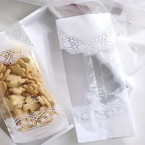 100pcs/Set Clear Lace Self-Seal Cookie Bags – Food Safe & Resealable for Candy, Gifts, & Favors, Party Favor Packs, Resealable Packaging