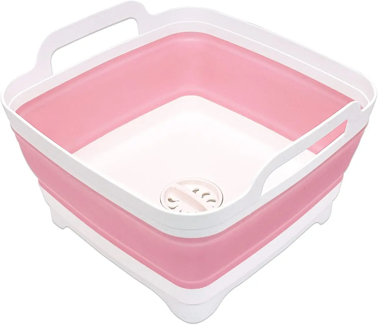 2.4 Gal(9L) Collapsible Dish Basin with Drain Plug, Space Saving Outdoor Multiuse Foldable Sink Tub, Dishpan, Kitchen Storage Tray for Camping, Vegetable Washing, RV ()