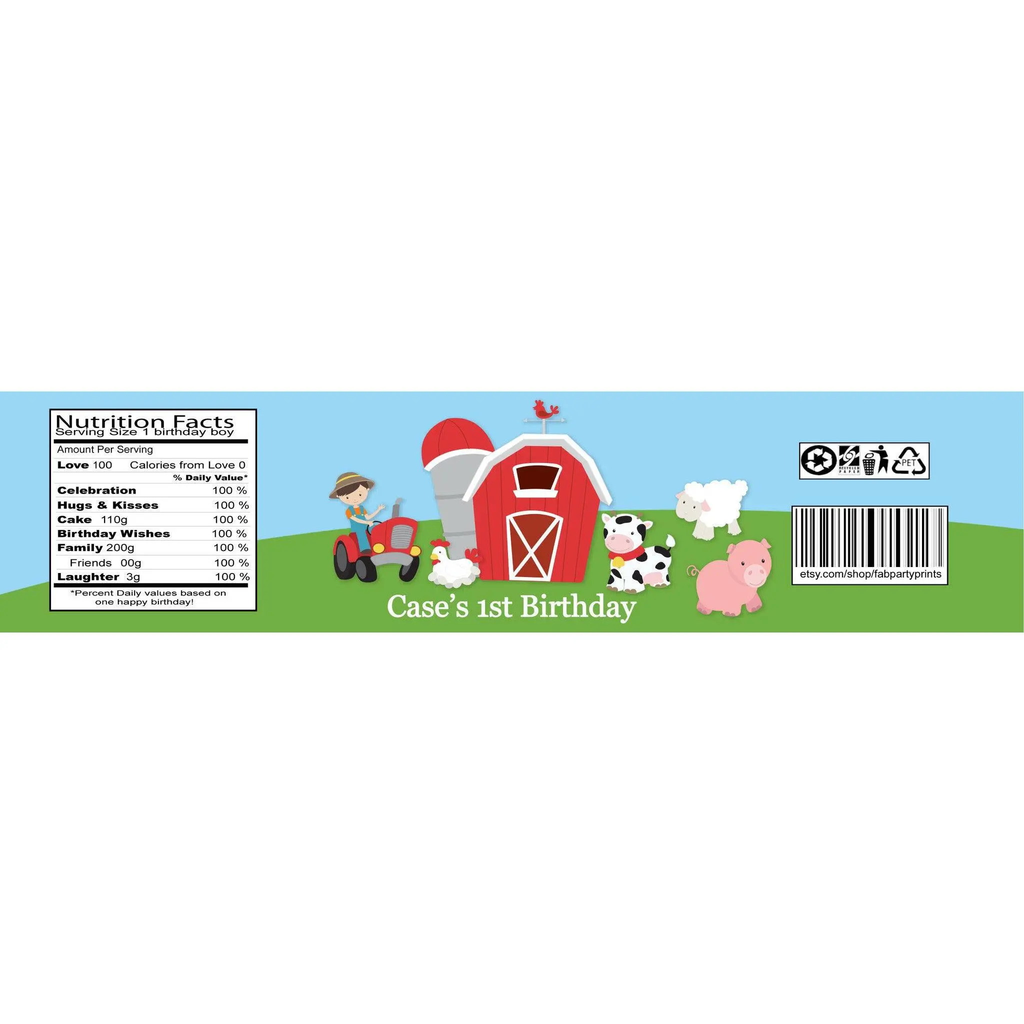 Barnyard Birthday Water Bottle Labels (#B-WBL101)