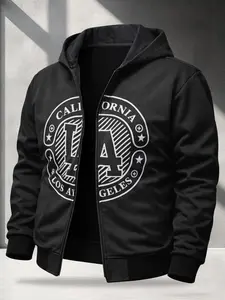 American Vintage Streetwear Hooded Cardigan, Long Sleeve Zip-Up Sweatshirt, Casual Fitted Top, All-Season Comfortable Fashion