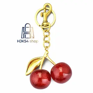 Cute Glitter Cherry Keychain  Pack, Shiny 3D Cherry Bag Charm, Aesthetic Y2K Key Ring, Sparkly Fruit Pendant for Women, Backpack Handbag Decoration, Birthday Gift for Her