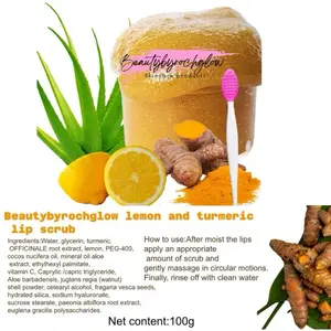 Turmeric Lemon Lip Scrub for Dark Lips, Exfoliating Lip Scrub with Aloe Vera, Scrub & Nourish Sugar Lip Scrub, Natural Scrub & Turmeric Lip Scrub and Balm for Dry, Chapped, Reduce Fine Lines Lip