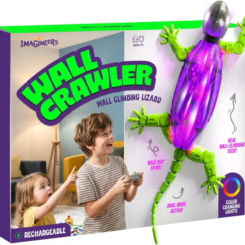 Plastic Rechargeable RC Wall Climbing Gecko Lizard Toy - Remote Control Wall Crawler with Lights, Cool Gifts for Kids, Kid Girl Gifts for 3-10 Year Olds
