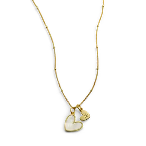 Mother Of Pearl Initial Heart Necklace