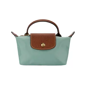 LONGCHAMP Le Pliage Leather-Trimmed Nylon Tote Bag for Women in Celadon