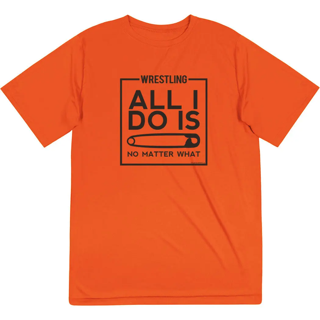 Men's Wrestling Short-Sleeve Athletic Performance T-Shirt - UV Protection, Moisture-Wick Tech Fabric, "All I Do Is Pin" Graphic, Casual Menswear Top