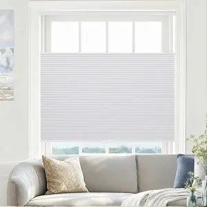 Cordless Honeycomb Blinds No Drill Blackout Cellular Shades, Custom Size Light Blocking Window Cover for Bedroom Kitchen - (White)