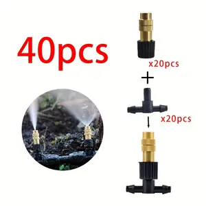 40 Outdoor Spray Cooling Garden Irrigation 1/4 Inch Brass Spray Nozzle 4/7Mm Hose for Garden Irrigation, Terrace Greenhouse