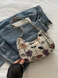 Women Floral Print Crossbody Shoulder Bag, Casual Plain Color Single-Shoulder Small Square Bag, Fall & Winter Fashion Accessory, Crossbody Purse, Fashionable Patterned Bag