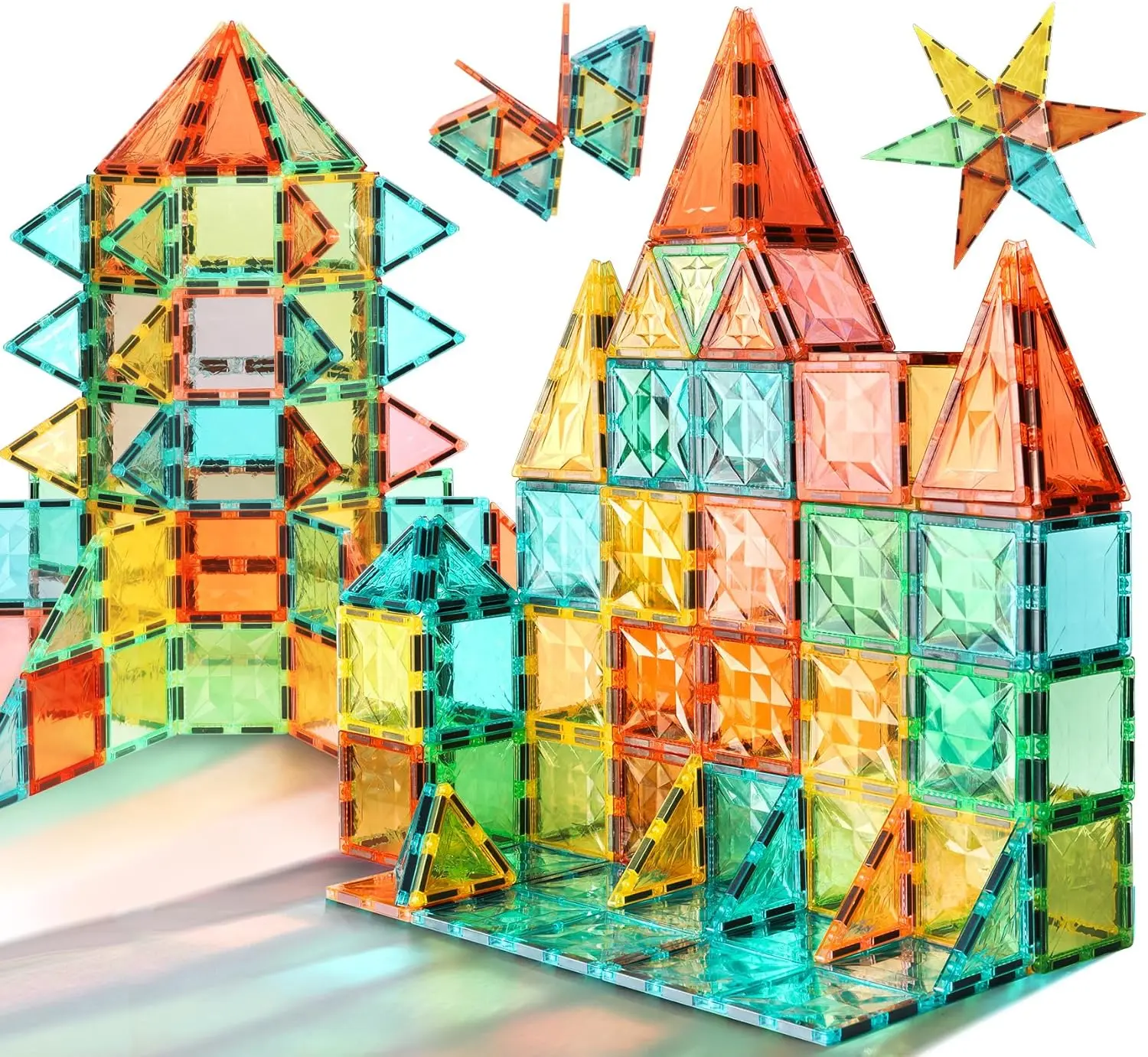 YRZTILES 100PCS/106PCS/60PCS/32PCS/212PCS Magnetic Building Cubes｜STEM Early Education Magnetic Tiles, Creative Construction Blocks, Preschool Interactive Learning Playset for Kids 3‑6 Years Old Diy Building Model Collectible Construction Set