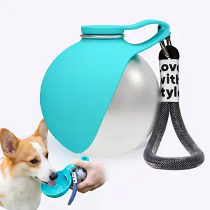 Portable Dog Water Bottle for Outdoor Use 304 Stainless Steel Hooked Spherical Refillable Foldable Water Dispenser Pet Supplies Slow Feeder Bowls in the go dogfeeder