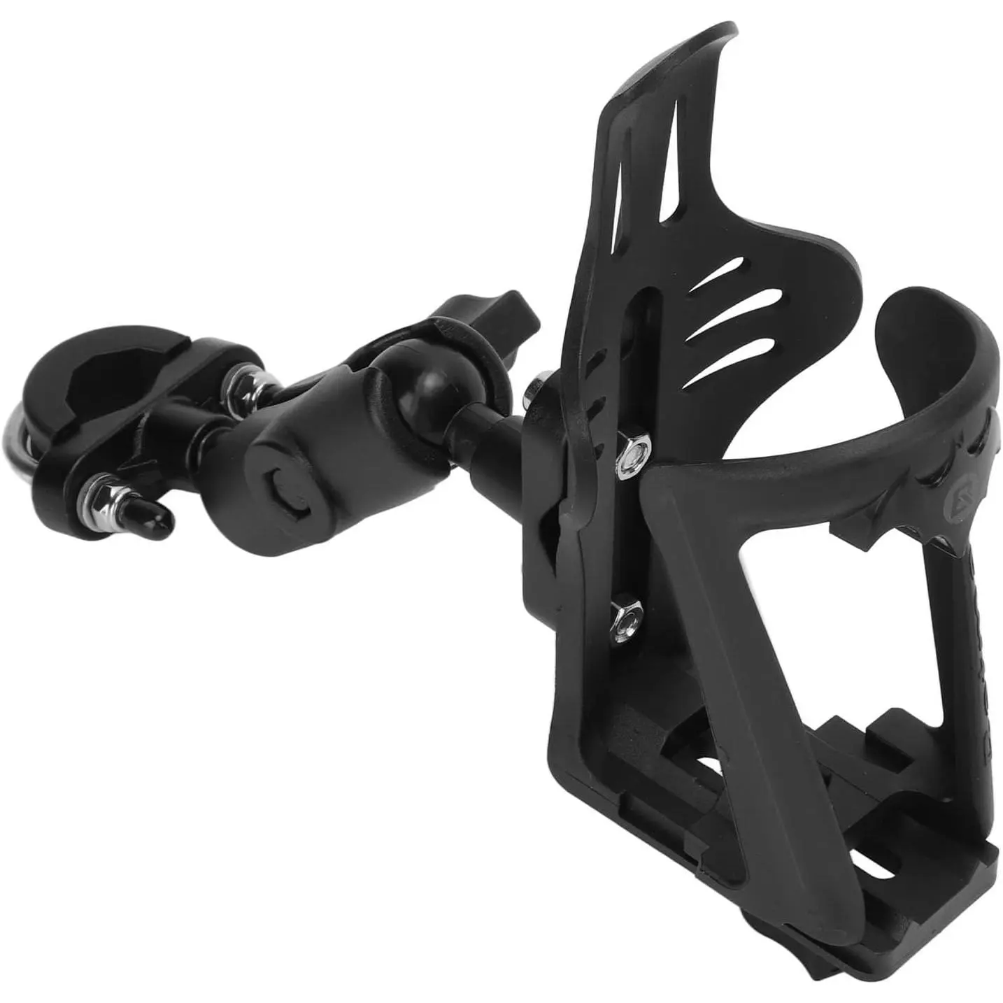 Adjustable Motorcycle Cup Holder - Frosted Nylon & Aluminum Alloy Bike Water Bottle Cage with 360° Rotatable Universal Ball Joint, Paint Secure Screw Clamping, Wear Resistant, Scratch Resistant for Motorcycles, Electric Vehicles