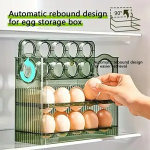 Acryl Egg Fridge Storage Box - Multi-Layer Tray Organizer with Convenient Opening Closing Kitchen Egg Holder with Large Capacity Egg Storage Box Refrigerator Side Door Storage Rack Reversible