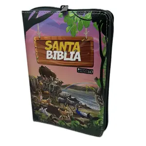 Santa Biblia RV1960 Compact Bible for Kids Imitation Leather Large Letter Design Soft Cover RV1960 Translation with Color Illustrations and Bookmark
