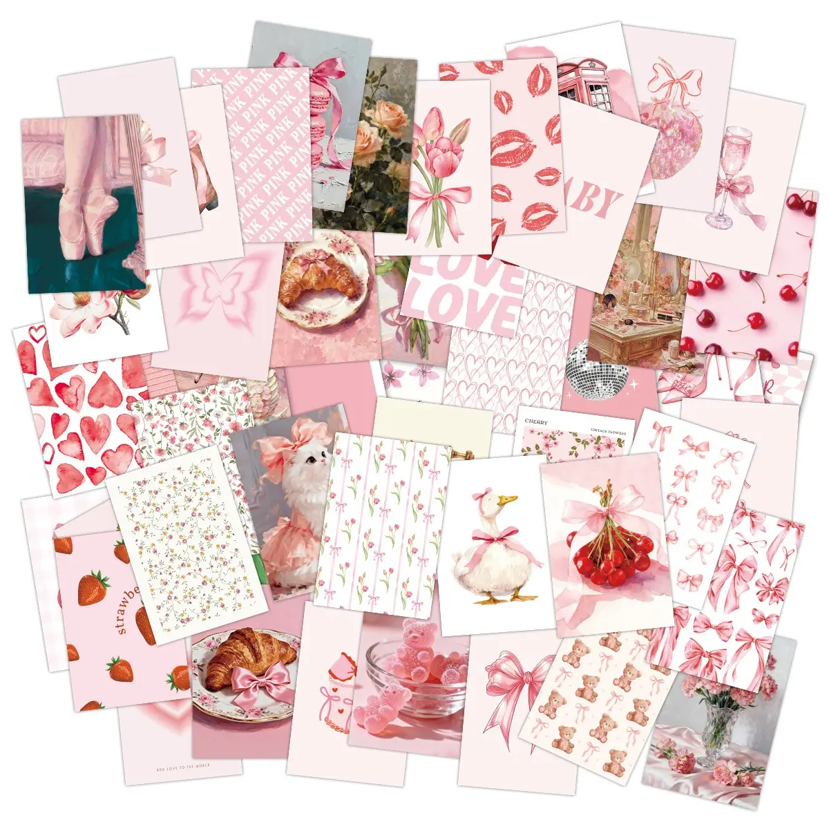 50 Cute Room Decor Set, Home Decor Products, Wall Art Posters, Girls' Bedroom Aesthetic, Dormitory Decoration, Indoor Decoration, Fashionable Art Prints, Creative Design Print, Smooth Print Design, Graphic Prints