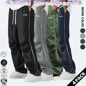 Loose Sports Pants Men's Trousers Grey Side Stripeswith Gold Accent Stripe Comfortable DesignAthleisure Style Bottoms Athletic Bottoms GymwearFitness Outfit