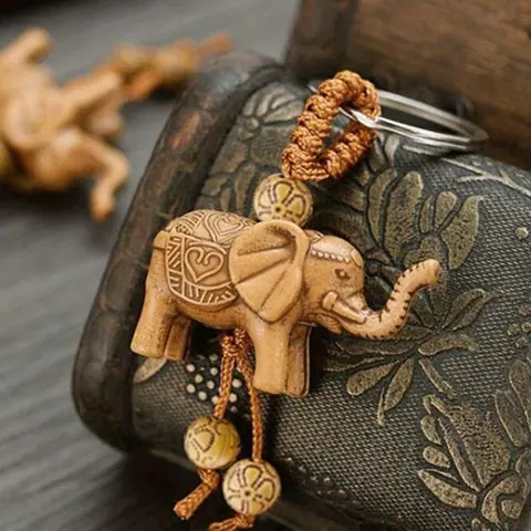 Vintage Elephant Design Keychain for Bags, Handmade Keychain, Cute Elephant Pendant Keychain for Men & Women, Boho Style Keychain for Bag Decoration, Charms, Keychain Wristlet Strap, Keychain for Purse, Keychain Accessory, Cute Keychains