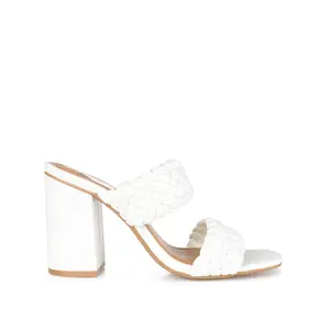 MELISSA MULE BLOCK HEELS IN VEGAN LEATHER - White