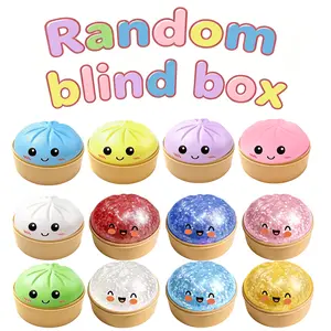 [Blind Box] 2026 New Glitter Dumpling Squishy with Steamer Box, Soft Sensory Fidget Steamed Bun Squeeze Tool for Adult Stress & Anxiety Relief, for Home Office Party