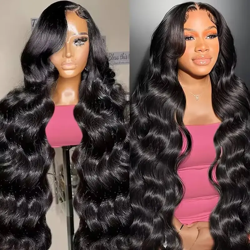 Bling Hair 13x6 13x4 HD Transparent Lace Frontal Wigs Human Hair Body Wave Pre Plucked Brazilian Long Wavy Wigs with Baby Hair 180% Density Natural Hairline #SummerVibes