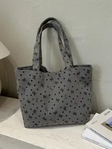 Pure Color Versatile Casual Butterfly Print Large Capacity Shoulder Bag, Lightweight Fashion Commute Shopping Bag, Simple Style, Fashionable Shopping Bag