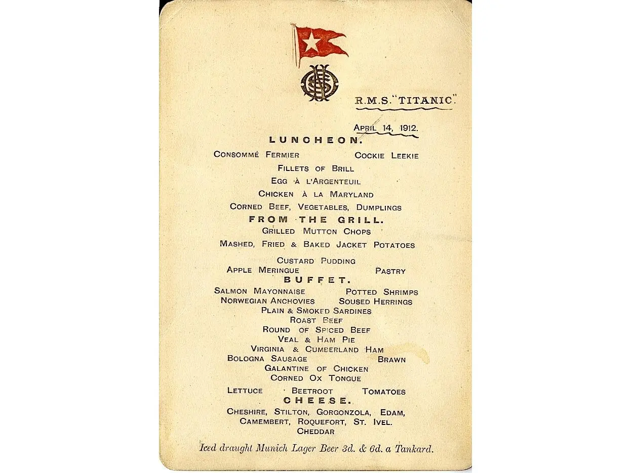 Artistic RMS Titanic 14th April 1912 Menu Photo Wall Decor Poster Print, Printable PPHPD50731LARGE, 24x36 in - Home Office Room Supplies Wall Art, 24 X 36 In