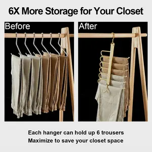 Aircraft-Grade Aluminum Pants Hangers,Golden Metal Alloy Hangers Closet Organizer,Sturdy Space-Saving Clothes Pants Hangers, Closet Organizers for Pants Jeans Skirts Scarf Legging
