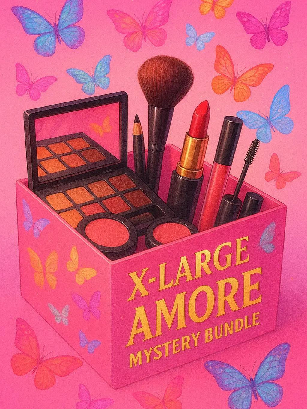 Amore Beauty 4.5lb Paraben-Free Mystery Makeup Bundle - 10-18 Full-Size Items: Cosmetics, Skincare, Tools (Lipstick, Eyeshadow, Mascara, Face Products) for Youthful Look, Beginners, Multi-Pack, Effortless Look Enhancement
