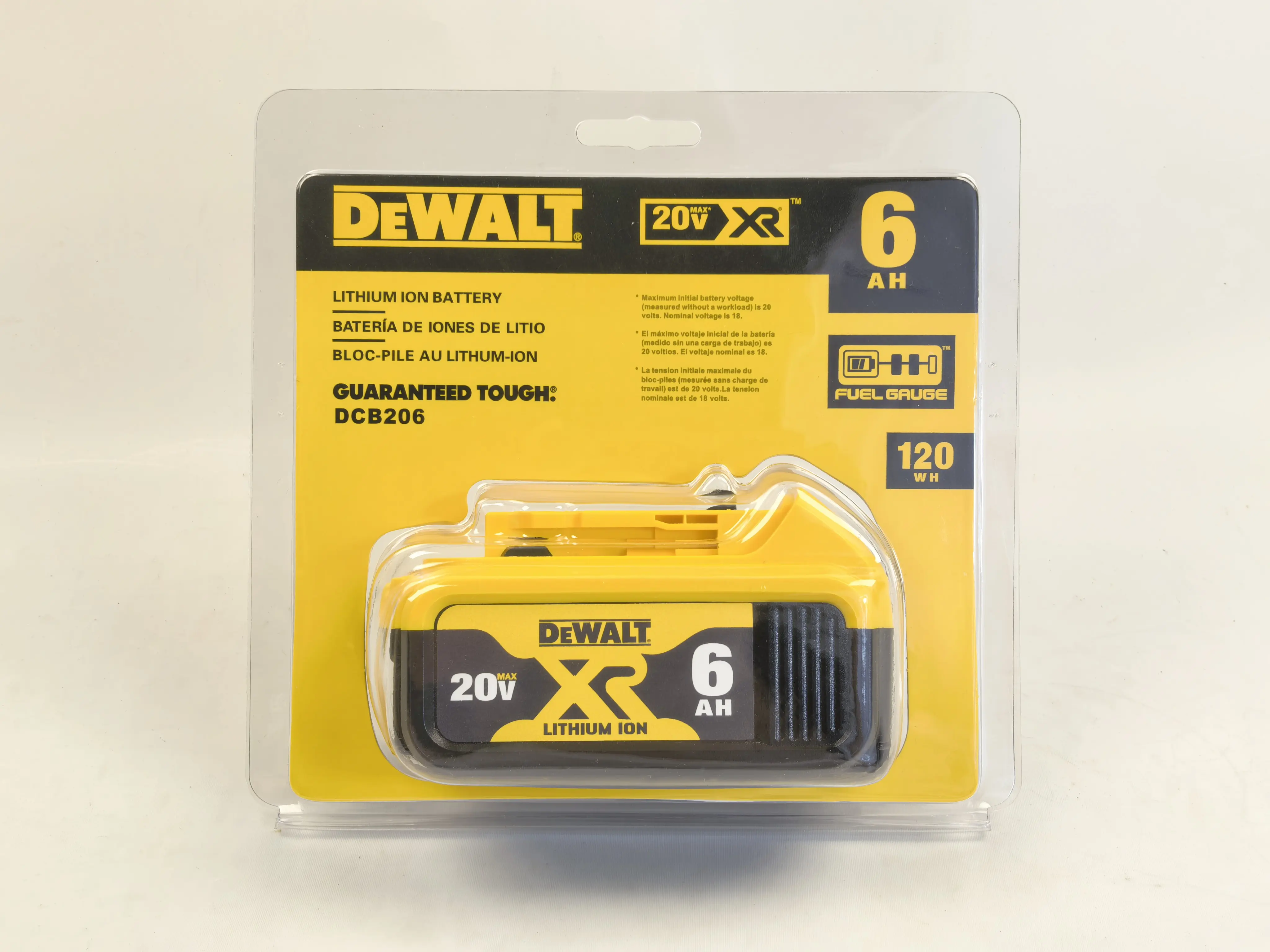 DEWALT DCB206 20V MAX XR 6.0Ah Lithium Ion Cordless Tool Batteries - Newly Upgraded, New Packaging, Universal Compatibility, Extended Run; Single Pack or 2-Pack Combo for 20V Power Tools