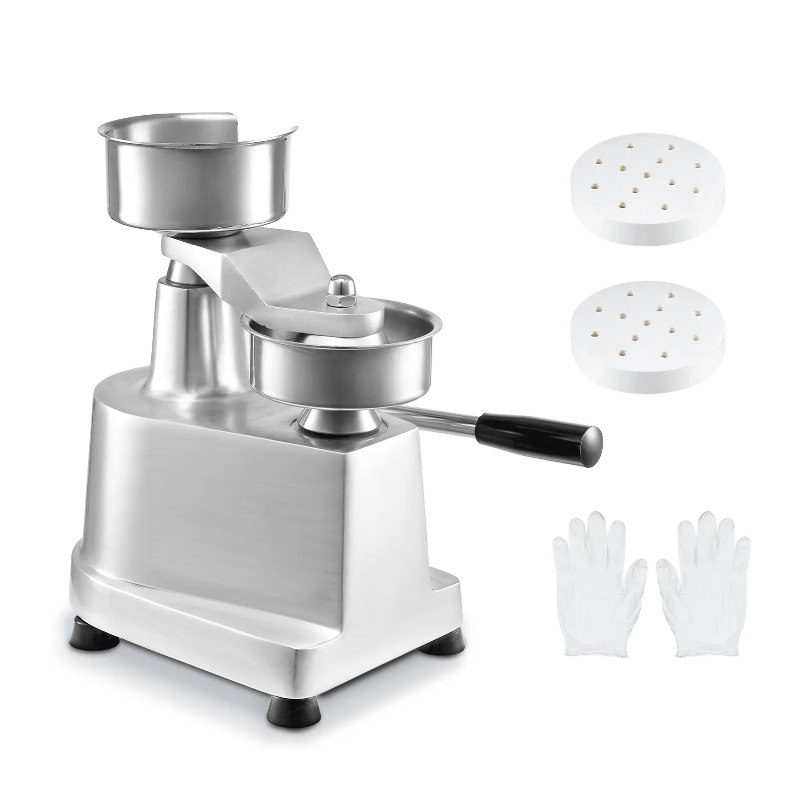 Commercial Burger Patty Maker, 100mm/4inch Hamburger Beef Patty Maker, Heavy Duty Food-Grade Stainless Steel Bowl Burger Press Machine, Kitchen Meat Forming Processor with 1000 Pcs Patty Papers