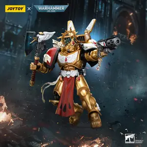 JOYTOY Officially Licensed Warhammer 40K Saint Blood Angel Butcher 12.6cm/4.96in Movable Collectible Model - High-Quality ABS Resin, 1/18 Scale, Blue & Golden Armor with Red Cape, Dynamic Pose JT8575