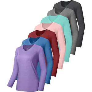 7PackWomensLongSleeveAthleticShirtsUVSunProtectionUPF50+QuickDryWorkoutRunningTopsVNeck