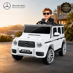 Licensed Mercedes-Benz G63 Ride-On Toys Parental Remote, Bluetooth Music & Realistic LED Lights - White G-Wagon
