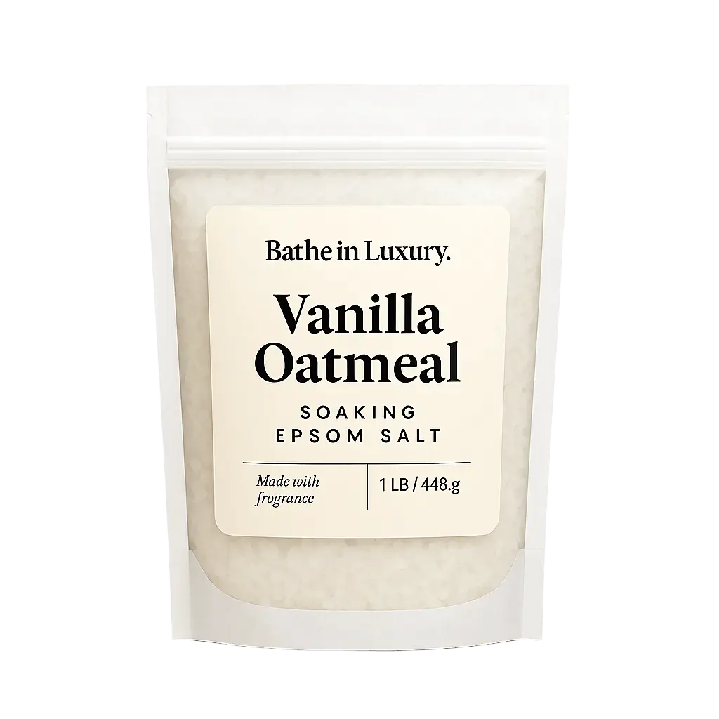 Vanilla Oatmeal Epsom Salt Bath Soak - Hydrating Moisturizer for Soothing Sensitive Skin, Luxury Scented Body Care, Aroma