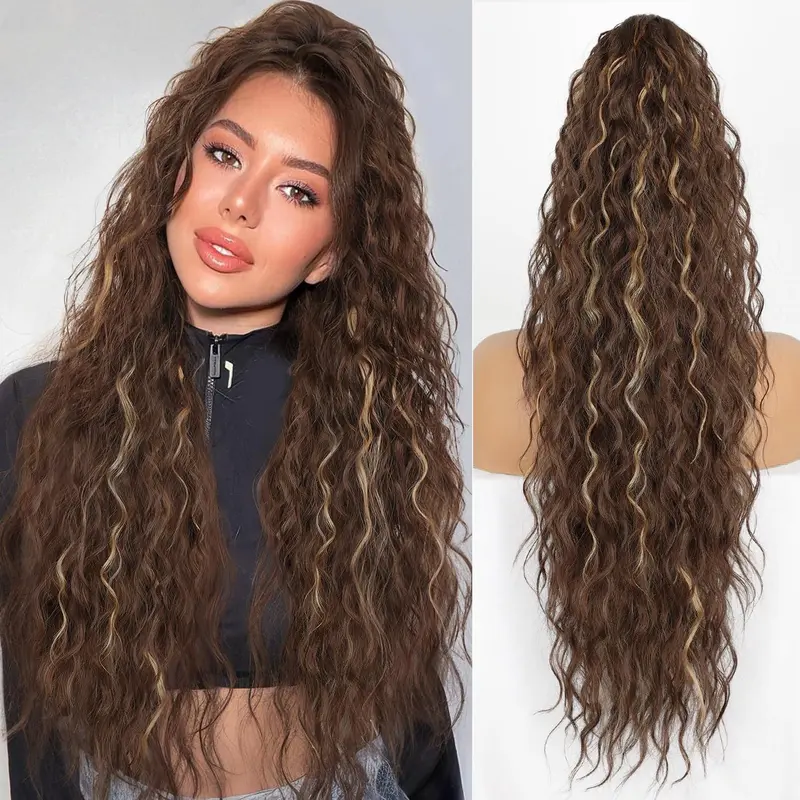 Ponytail Extension Claw 30" & 26"&18" Curly Pony Tail Clip in Hair Extensions Fluffy Natural Looking Synthetic Hairpiece for Women
