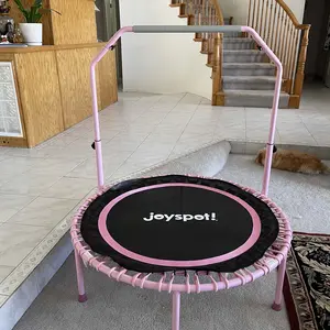 JoySpot 450 LBS Foldable Trampoline, 40" Indoor Fitness Rebounder with U-Shape Adjustable Foam Handle, Quiet Bungee Jump System & Cordless Jump Ropes, Indoor&Outdoor fitness, Yoga, for Adults