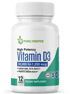 PURELYROOTED High Potency Vitamin D3 50,000 IU Supplement, 12 Tablets