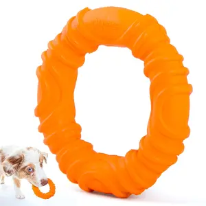 Jeffers Wavy Ring Tugger Natural Rubber Dog Chew Toy for Tug, Fetch & Dental Support