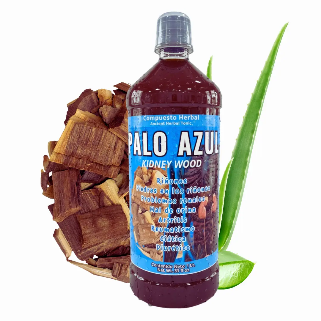 New Palo Azul Kidney Wood Herbal Tonic Beverage - Cola de Caballo, Aloe, Maguey Botanicals - Non-GMO Premium Natural Traditional Fitness 1L (33.3Fl Oz) Juice, Digestive Aid