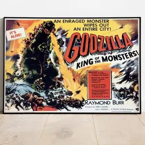 Godzilla Movie Poster - Godzilla Poster - Minimalist Movie Poster - Vintage Retro Art Print - Custom Poster - Wall Art Print - Gift