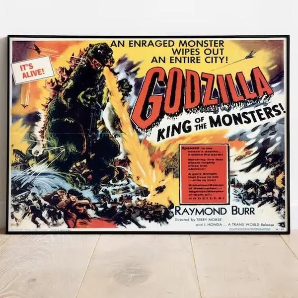 Godzilla Movie Poster - Godzilla Poster - Minimalist Movie Poster - Vintage Retro Art Print - Custom Poster - Wall Art Print - Gift