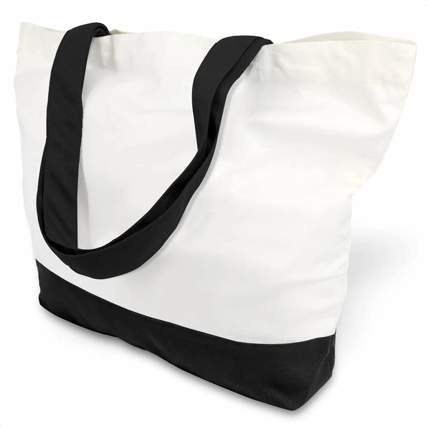1 | 3 | 6 | 12 | 24 Pack Super Strong Large 12oz Cotton Canvas Tote Bag, Reusable Grocery Shopping Cloth Bag, Fashionable Two-Tone Tote for Crafts, DIY Your Creative Designs (Pack of 1)