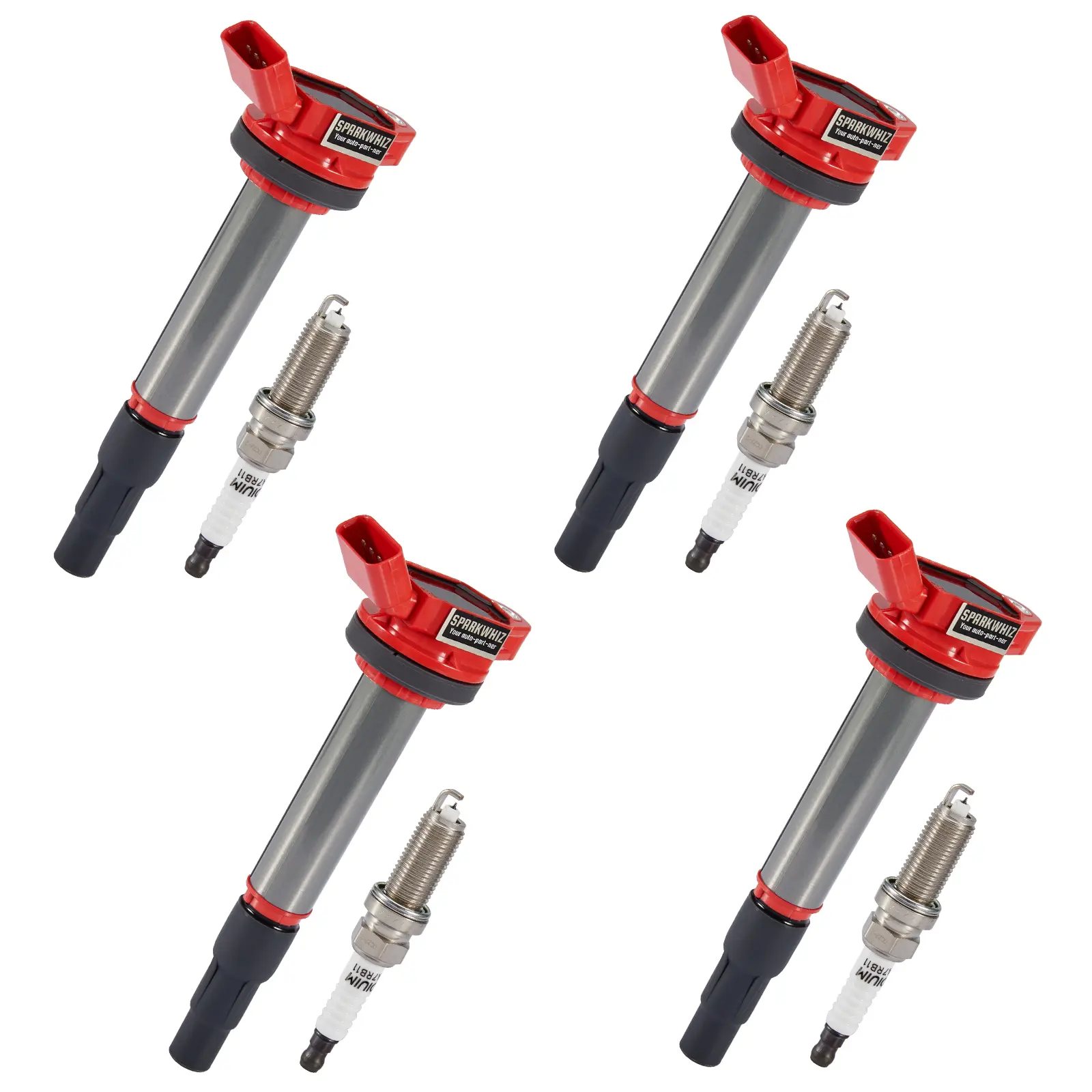 4 Pack UF619 Ignition Coil Pack and Spark Plugs 4912 Compatible with Toyota Prius Matrix Corolla im 09-17 Lexus 11-16 Scion 08-14 Pontiac 09-10 1.8L L4 UF596 90919-02258