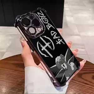 Sad Boyz Illustration Cartoon Cool Pattern Retro Design Suitable for Aesthetic Electroplated TPU Casing For iphone 17 16 15 14 13 12 11 X XS PRO PLUS MAX AIR Four Corners Anti-Fall Transparent Casual Soft Silicone Phone Cases Perfect Gift for Men's L1590