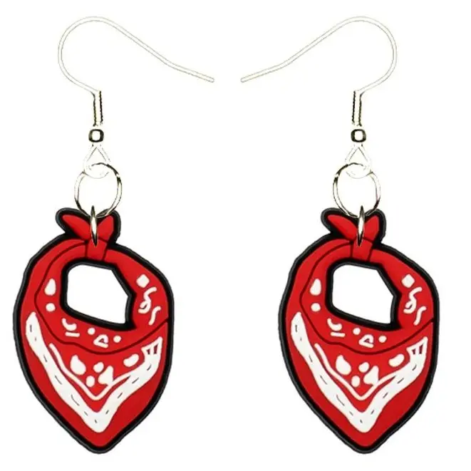 Bandana Earrings Hypoallergenic Silver Plated Fishhooks Yazzle Dazzle Scarf Head Wrap Clothing Jewelry Lightweight