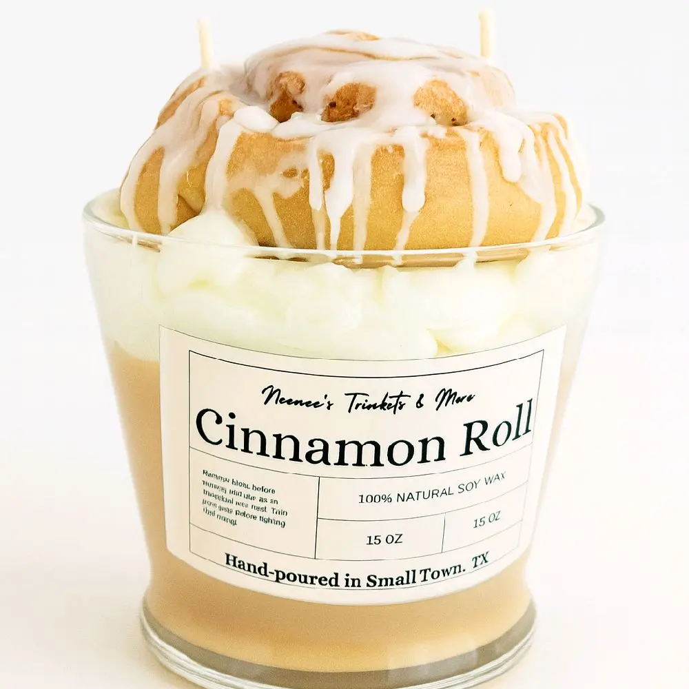 Cinnamon Roll Candle - 18 oz Cinnamon Roll Scented Wax - Eco-Friendly, Clean Burning, Cozy Traditional Freshener - Vanilla or Mocha Scented Options Ornaments Aroma Decor Perfume Decoration girlfriend gift Holiday Candle Dessert Candle